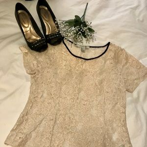 Tan & Gold Lace Shirt